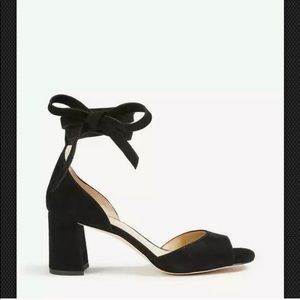 Ann Taylor Suede Block Heel Sandal Ankle Tie